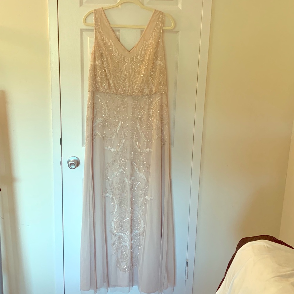 Adrianna Papell Blush beaded gown! Never worn!